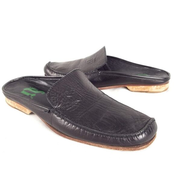 Versace Classsic Black Leather Slip On Open Back Mule Loafer Womens Size 36 or 6 - Picture 1 of 6